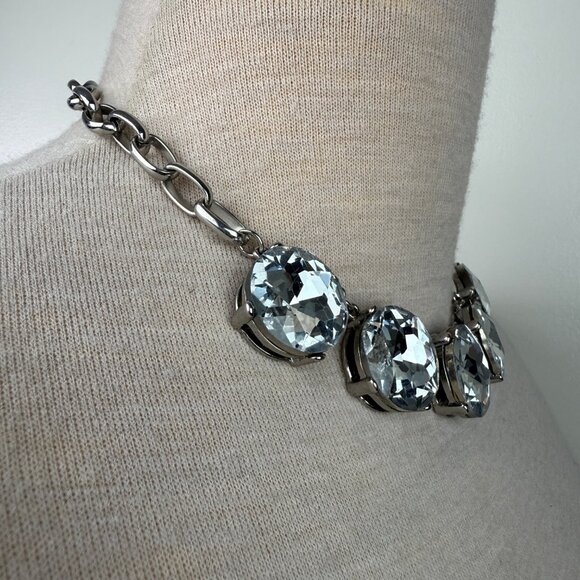 Express Silver Tone Clear Glass Chain Necklace 16-18" - Picture 4 of 7